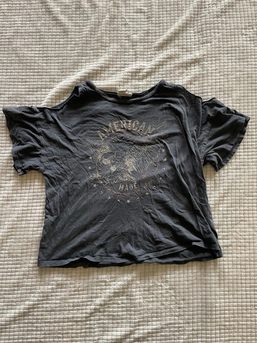White Crow Slate Grey/Blue Short-Sleeve Graphic Tee with Eagle Print